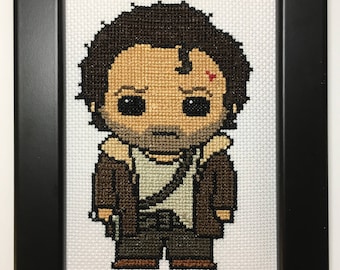 Il Walking Dead a mano Cross Stitch Rick Grimes - incorniciato