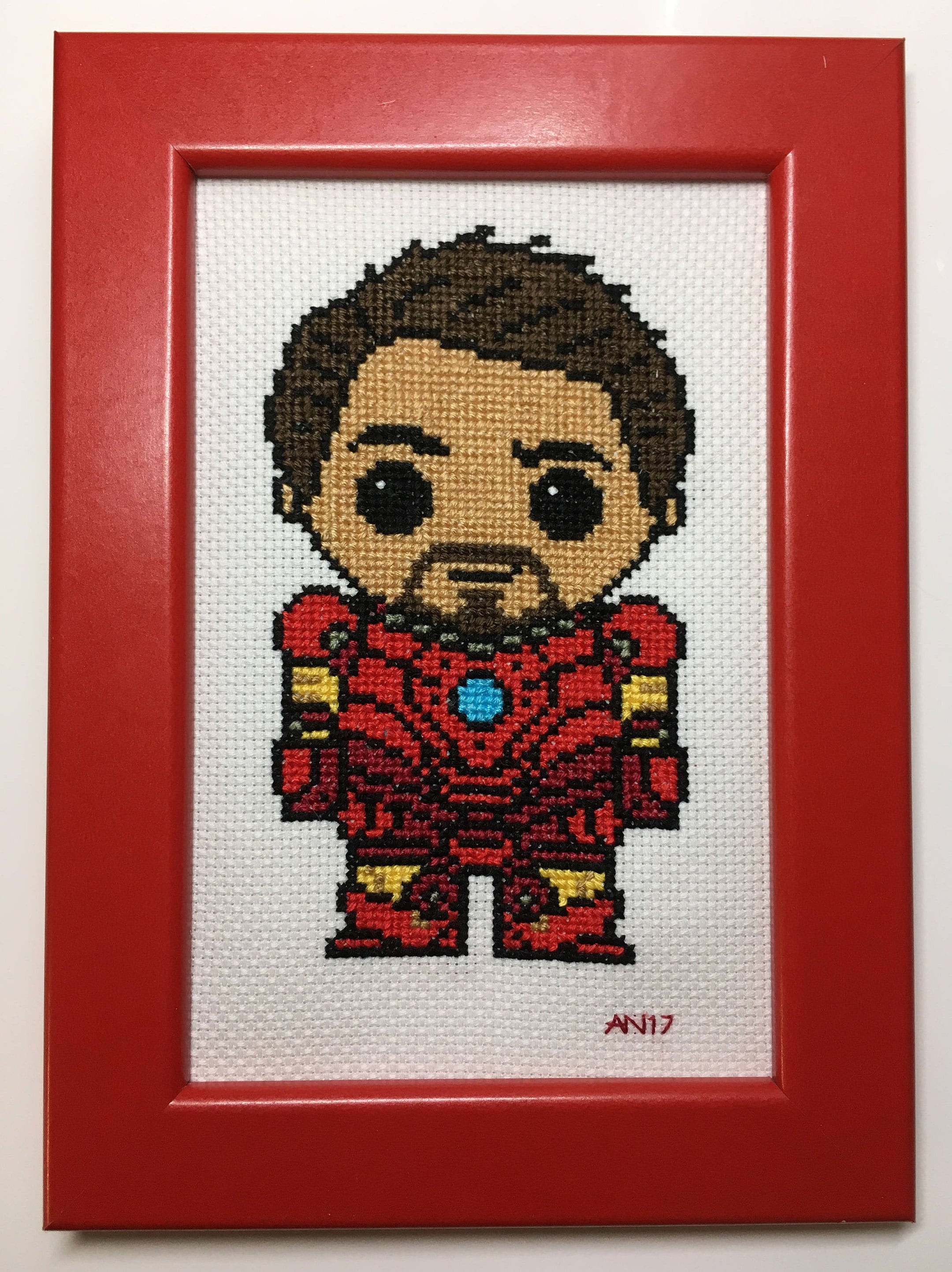 Wunderwerk Handmade Kreuzstich Ironman (Tony Stark) gerahmt