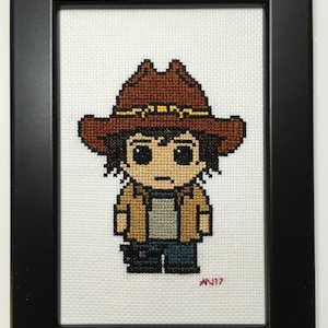 The Walking Dead Handmade Cross Stitch Carl Grimes - Framed
