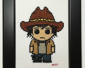 Il Walking Dead a mano Cross Stitch Carl Grimes - incorniciato