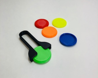 Set minigolf-golfwerpers en kleine schijven. Kleurenmix. 3D-geprint speelgoed.  (Doel/mand apart verkrijgbaar)