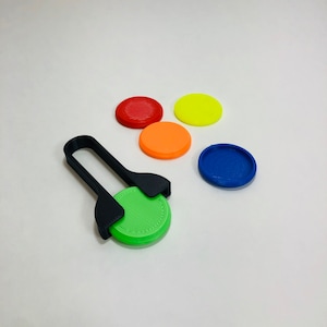 Mini Disc Golf Launcher & Tiny Disc Set. Color Mix. 3D Printed Toy. Goal/Basket Sold Separately image 1