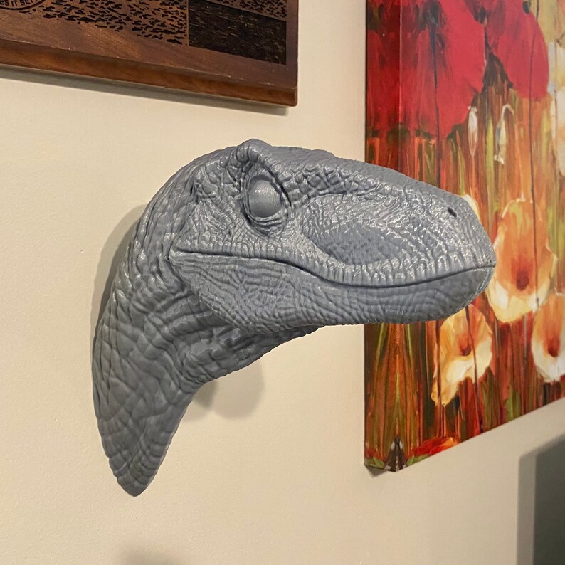Velociraptor Faux Taxidermy Wall Mounted Dinosaur Head 3D Etsy