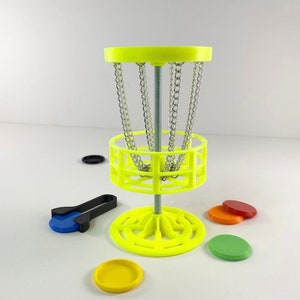 6 Mini Golf Mini Disc Golf Table Top Game Drinking Game Trophy Game Table Golf Man Cave Décor Gift Neon Yellow