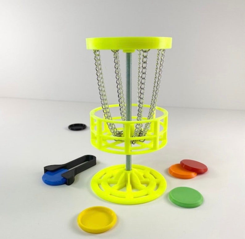 6 Mini Golf Mini Disc Golf Table Top Game Drinking Game Trophy Game Table Golf Man Cave Décor Gift Neon Yellow