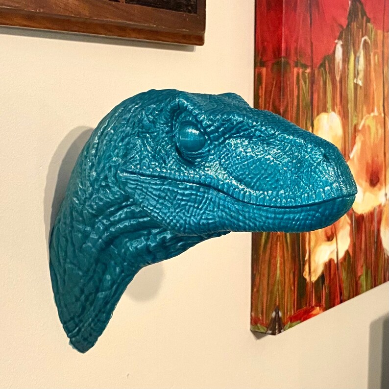 Velociraptor Faux Taxidermy Wall Mounted Dinosaur Head 3D Etsy