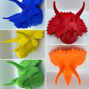 Triceratops Faux Taxidermy Wall Mounted Dinosaur Head 3D Printed Themed Home Decor Conversation Piece image 2