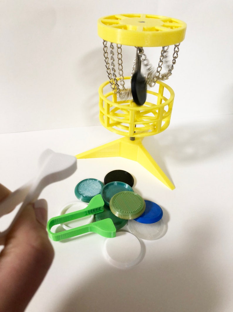 Mini Disc Golf Launcher & Tiny Disc Set. Color Mix. 3D Printed Toy. Goal/Basket Sold Separately image 4