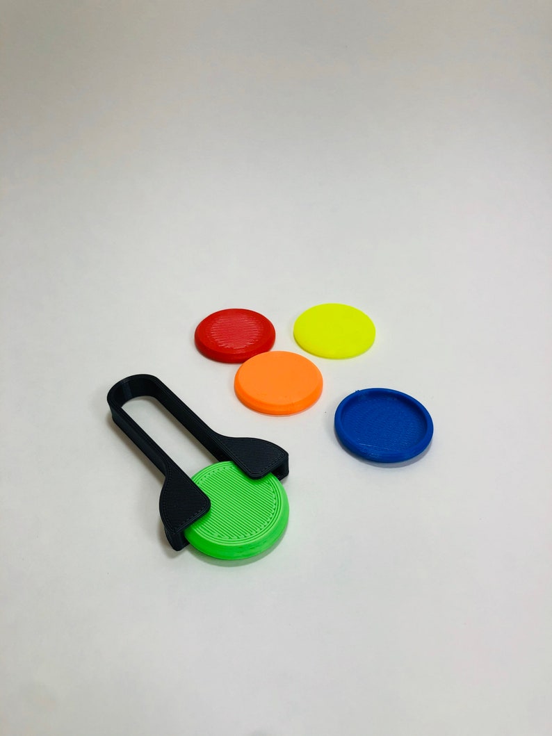 Mini Disc Golf Launcher & Tiny Disc Set. Color Mix. 3D Printed Toy. Goal/Basket Sold Separately image 1