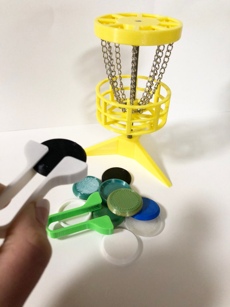 Mini Disc Golf Launcher & Tiny Disc Set. Color Mix. 3D Printed Toy. Goal/Basket Sold Separately image 3