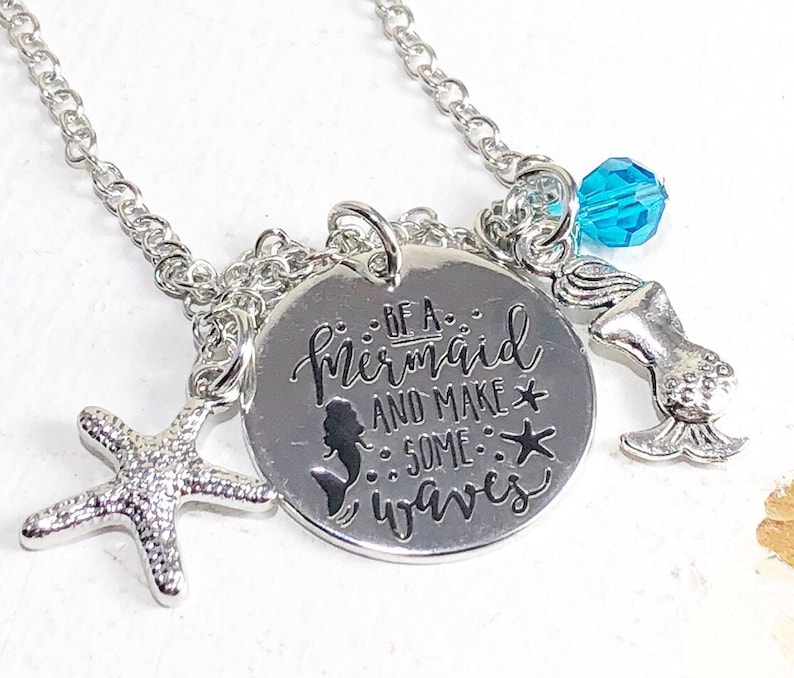 mermaid charm gift, mermaid jewelry gifts for her under the sea mermaid jewelry for girl Mermaid necklace gift for her