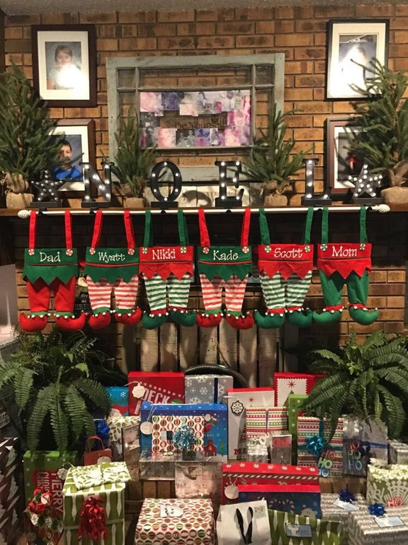 Elf Stocking Personalized Unique Stocking Santa Elf Holder Etsy
