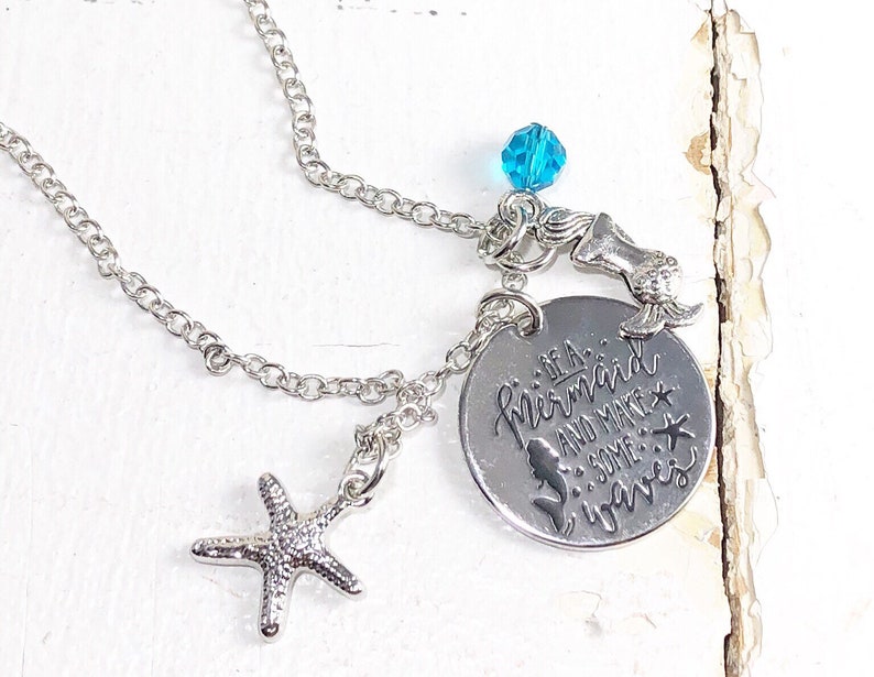 mermaid charm gift, mermaid jewelry gifts for her under the sea mermaid jewelry for girl Mermaid necklace gift for her