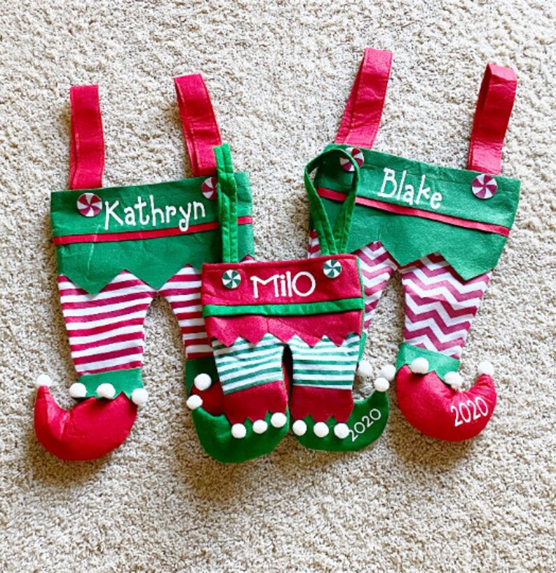 Elf Stocking Personalized Unique Stocking Santa Elf Holder Etsy