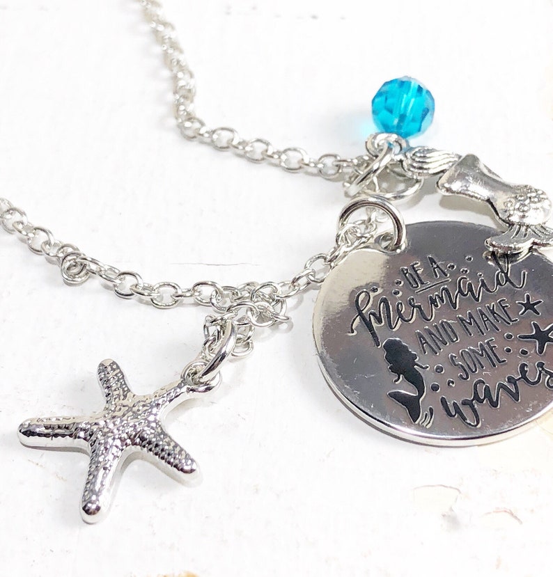 mermaid charm gift, mermaid jewelry gifts for her under the sea mermaid jewelry for girl Mermaid necklace gift for her