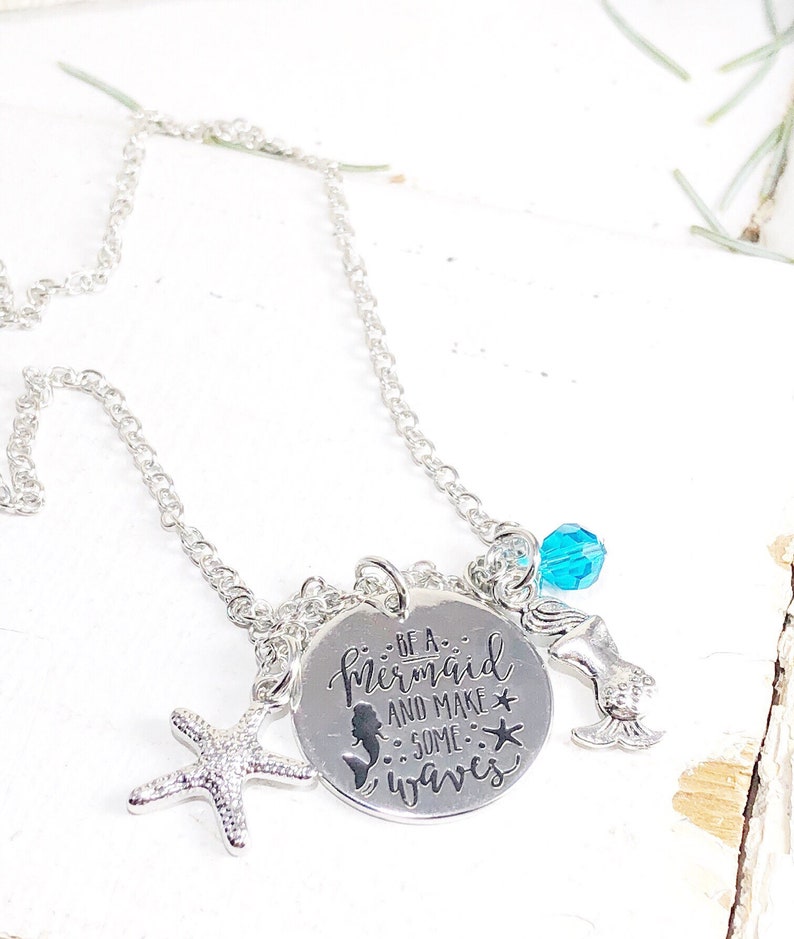 mermaid charm gift, mermaid jewelry gifts for her under the sea mermaid jewelry for girl Mermaid necklace gift for her