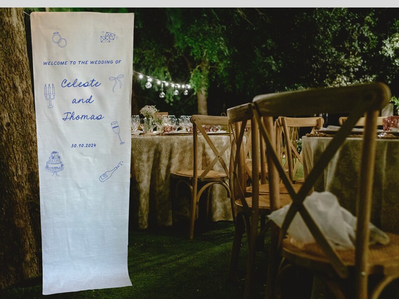 Custom Linen Wedding Welcome Banner Handwritten Cursive Fabric Sign ...