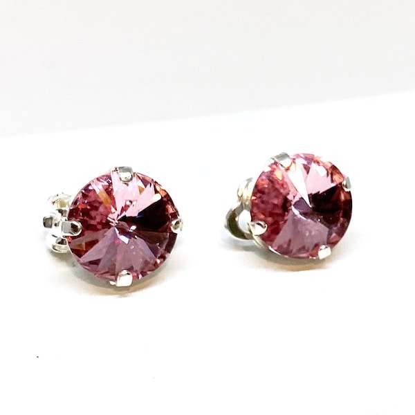 Swarovski 12mm Round Clip-On Earrings, You choose your setting color, You choose your Swarovski crystal color, , Clip-on Earrings