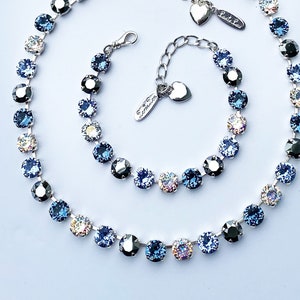 Swarovski® Crystal 8mm Necklace, Swarovski 'Denim Blues' Crystal Necklace, Bridesmaid Gift, Necklace for Women, Designer Inspired Necklace