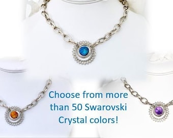Swarovski® Crystal 12mm Rivoli Necklace, 'Sunshine' Crystal Necklace, Choose your favorite Swarovski Crystal Color, Lanie Lou Design