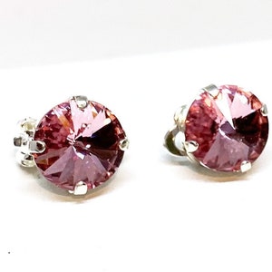 Swarovski 12mm Round Clip-On Earrings, You choose your setting color, You choose your Swarovski crystal color, Non-Pierced ears