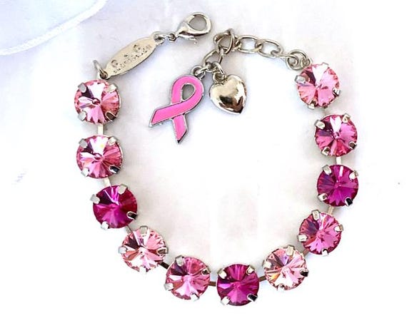 Swarovski 10mm/11mm 'breast Cancer Awareness' Crystal Charm