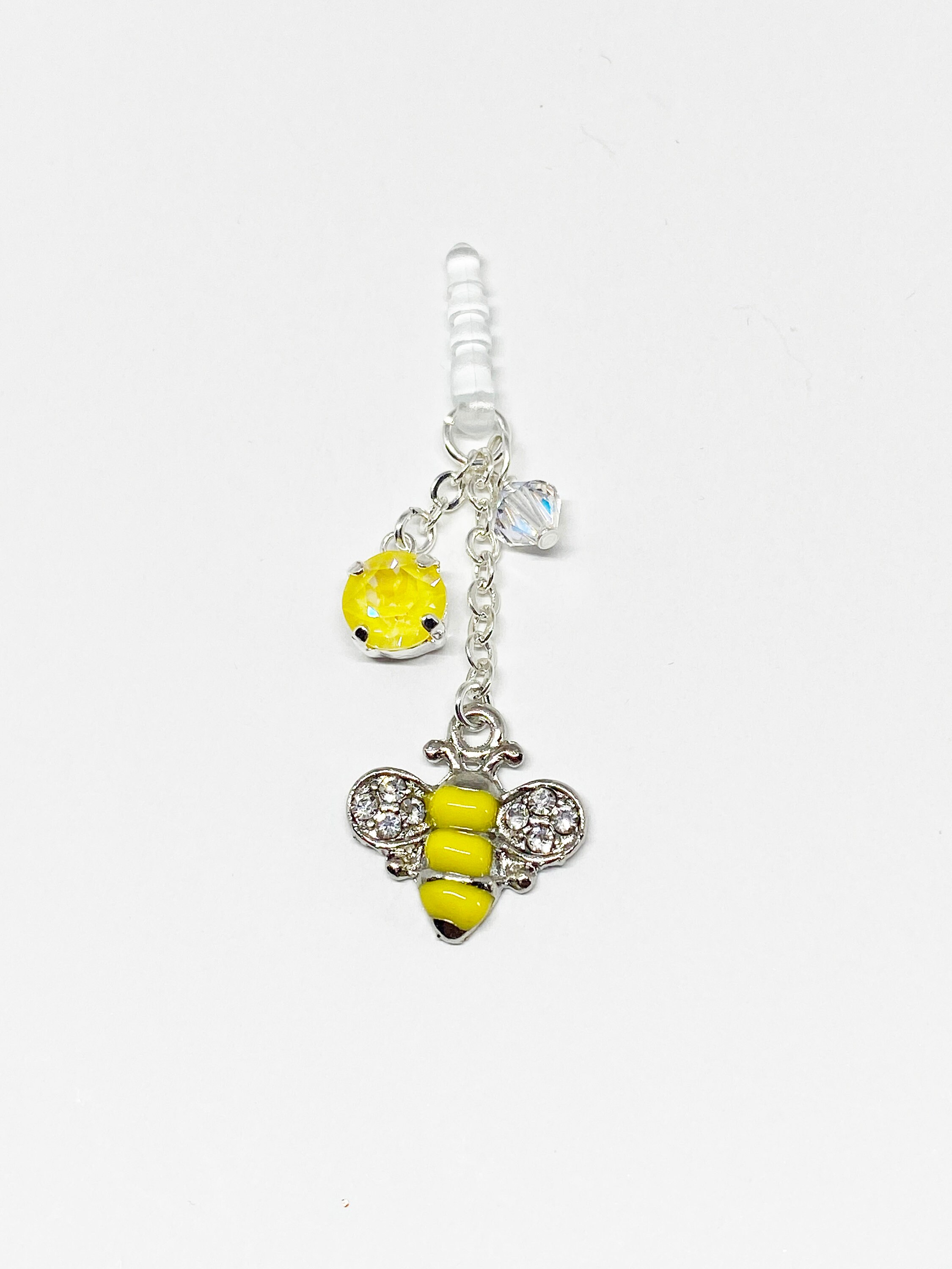 Yellow Bumblebee Cell Phone Dust Plug charm with Swarovski Etsy