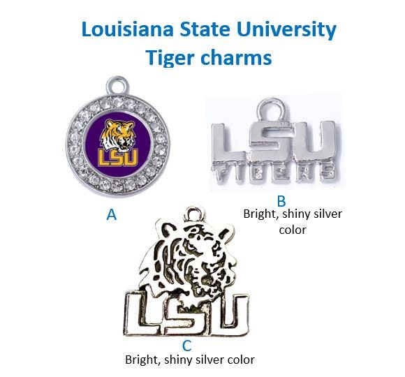 LSU Football Charm Bracelet Set, Pura Vida Style String Charm Bracelet, Louisiana State Girl Gift