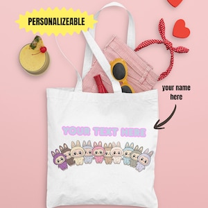 Labubu Tote Bag - Cute Kawaii Labubu Monster Design, Croquette Tote Bag, Labubu Shopping Bag, Labubu Shoulder Bag