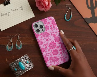Pink Floral Lace Handyhülle: Robust, langlebig, Girly Cover