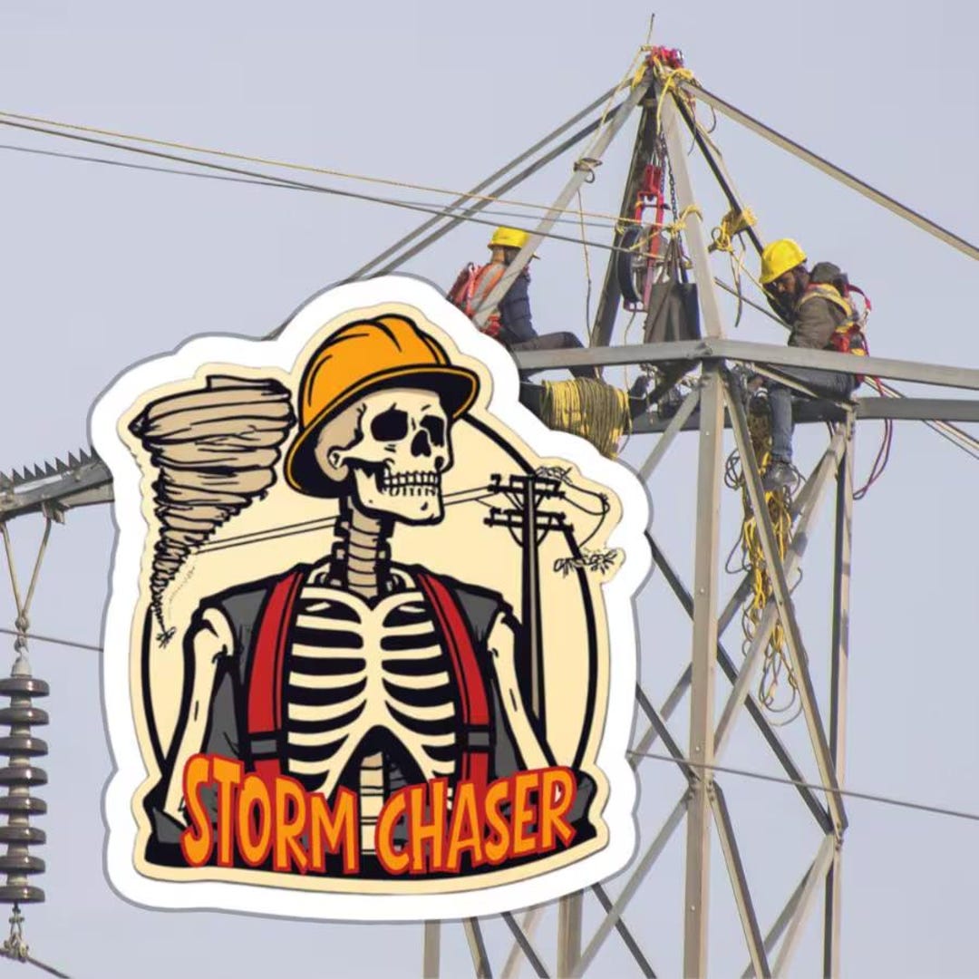 Lineman Storm Chaser Vinyl Kiss-cut Stickers | Utility Pole Repair ...