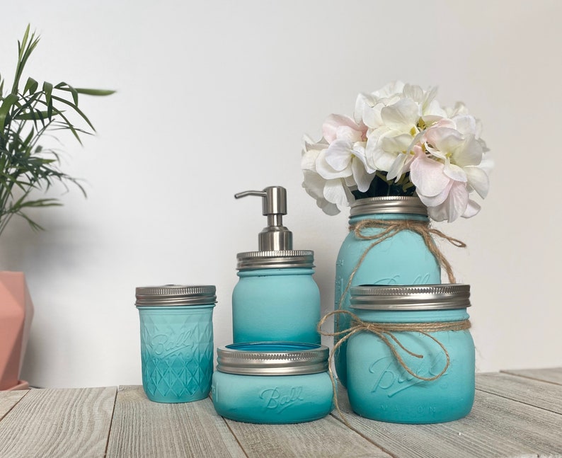 Turquoise Bathroom Accessories Set Beach Bathroom Decor Etsy