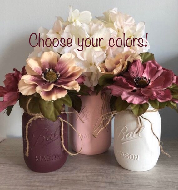 Mason Jar Centerpieces Boho Party Decor Wedding Shower Etsy