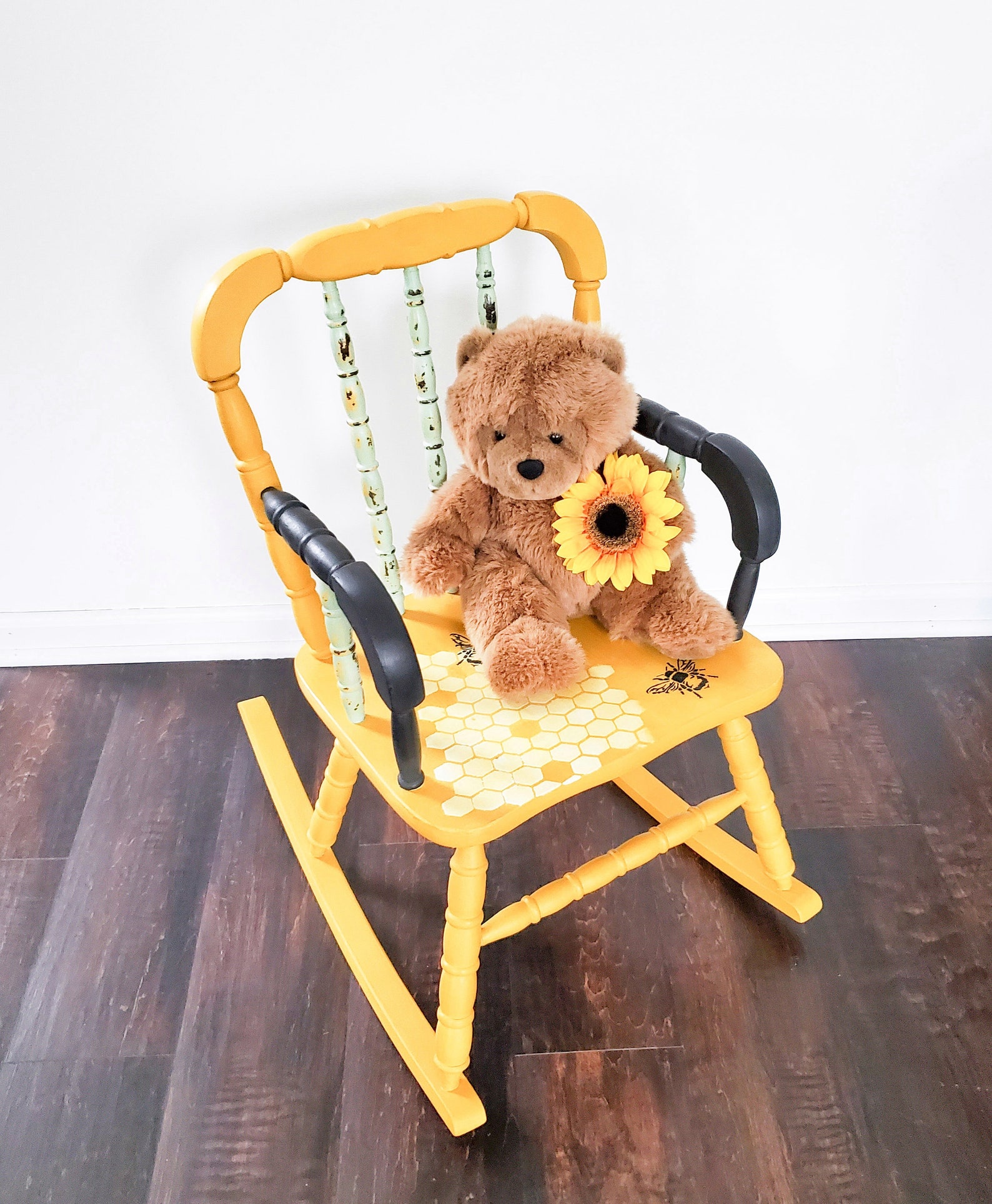 Children's Rocking Chair Small Yellow Rocking Chair Kids Etsy