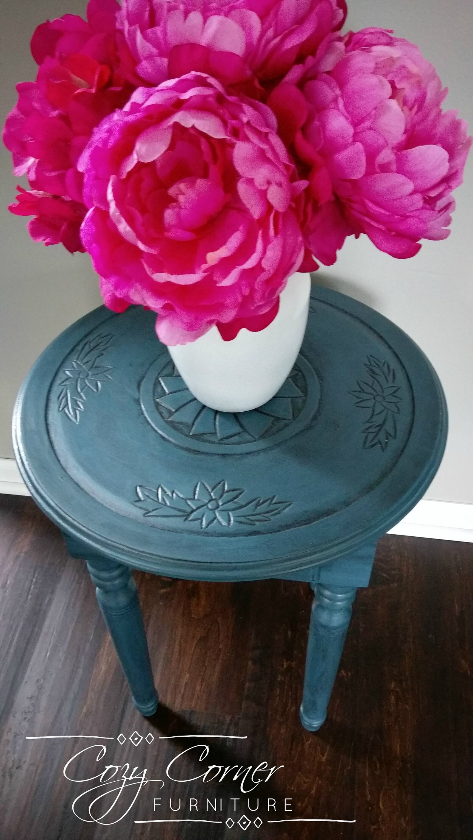 Small Blue Accent Table/ Small Blue Nightstand / Small Blue Etsy