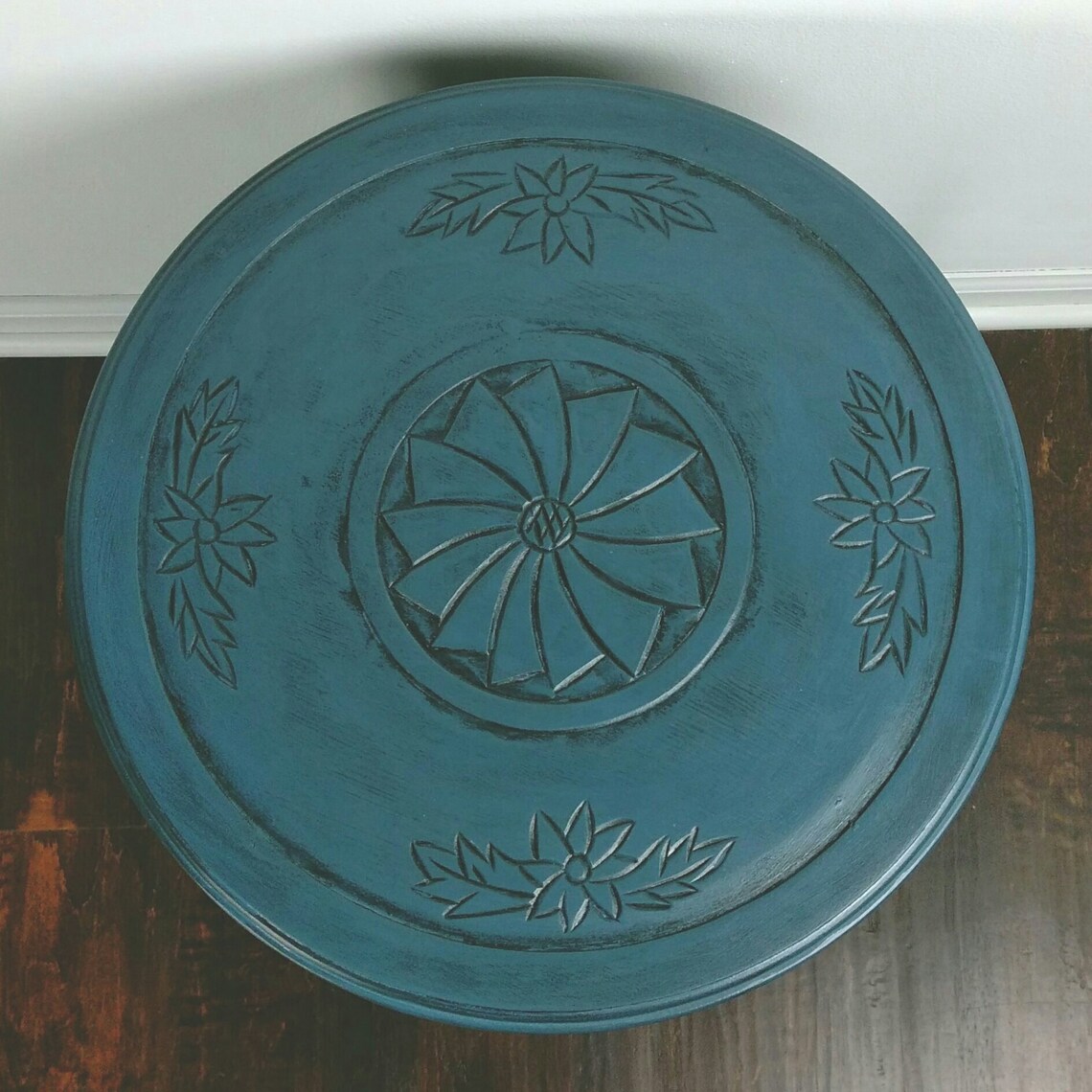 Small Blue Accent Table/ Small Blue Nightstand / Small Blue Etsy