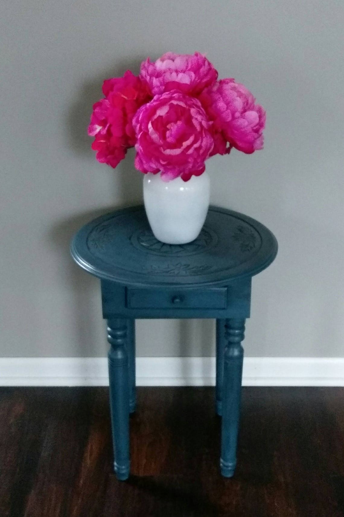 Small Blue Accent Table/ Small Blue Nightstand / Small Blue Etsy