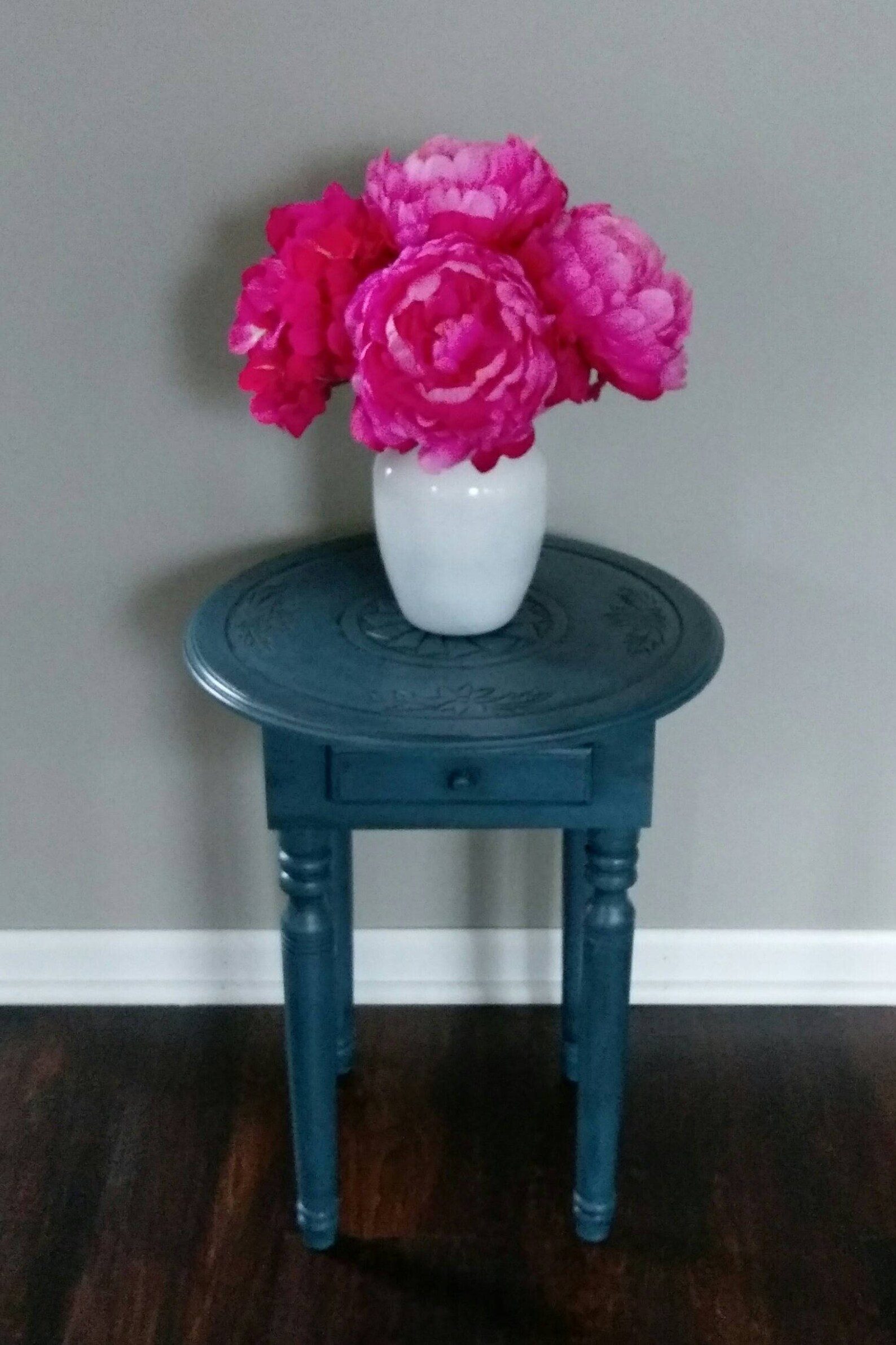 Small Blue Accent Table/ Small Blue Nightstand / Small Blue Etsy