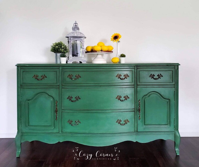 Antique Green Buffet Emerald Buffet Table Unique Furniture Etsy