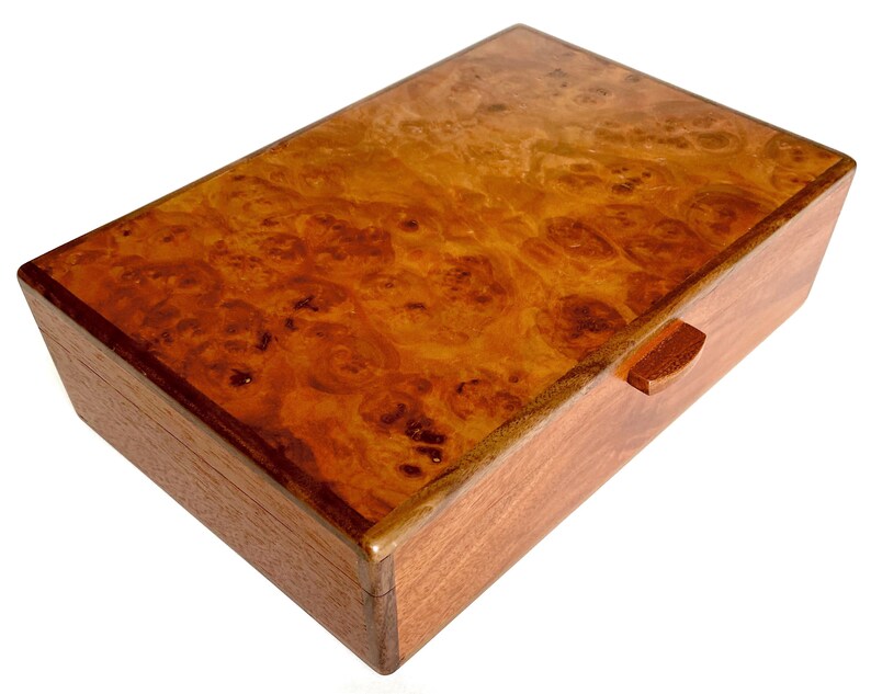 Large Wood Jewelry Box Heirloom Box with Lid 5th Anniversary Gift for Her Carpathian Elm Jewelry Box Handcrafted Jewelry Chest