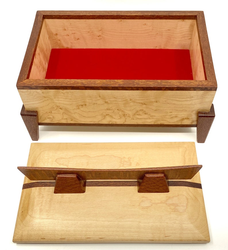 Wooden Keepsake Box Birdseye Maple Pagoda Box Small Wood Jewelry Box Office and Desk Storage Box 5th Anniversary Gift for Her