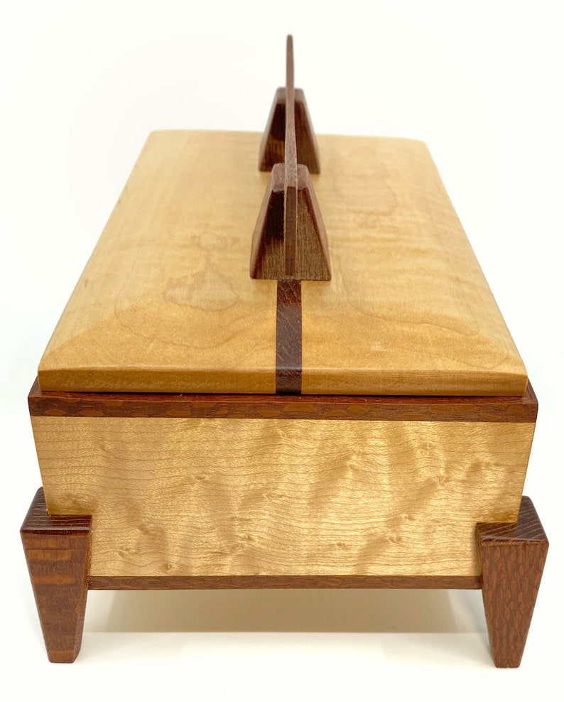 Wooden Keepsake Box Birdseye Maple Pagoda Box Small Wood Jewelry Box Office and Desk Storage Box 5th Anniversary Gift for Her