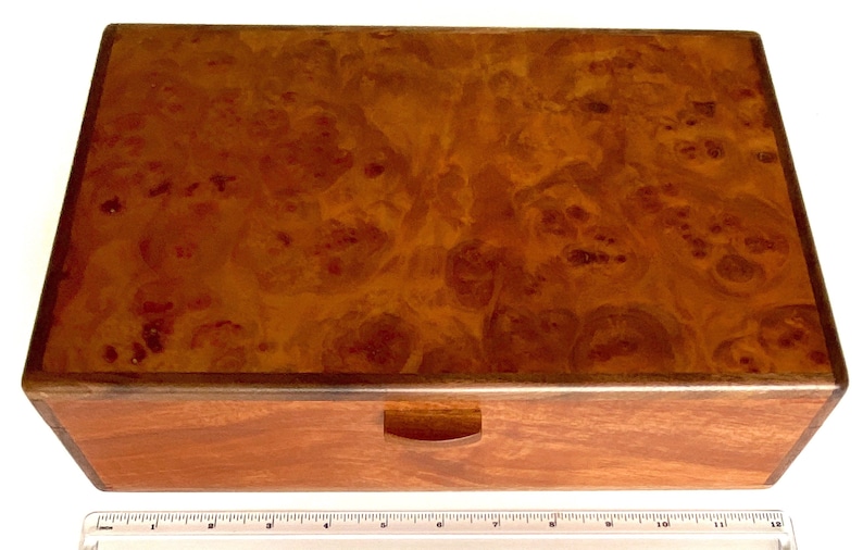 Large Wood Jewelry Box Heirloom Box with Lid 5th Anniversary Gift for Her Carpathian Elm Jewelry Box Handcrafted Jewelry Chest