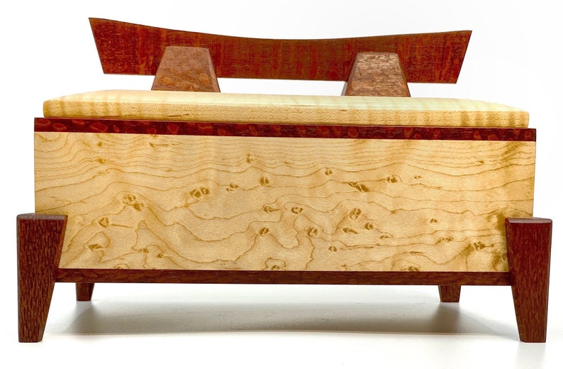 Wooden Keepsake Box Birdseye Maple Pagoda Box Small Wood Jewelry Box Office and Desk Storage Box 5th Anniversary Gift for Her