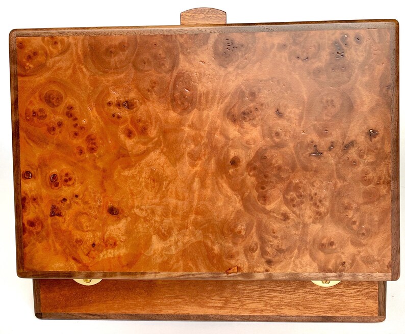 Large Wood Jewelry Box Heirloom Box with Lid 5th Anniversary Gift for Her Carpathian Elm Jewelry Box Handcrafted Jewelry Chest