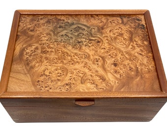 Hand Crafted Elm Wood Keepsake Box Jewelry Box Memory Box 