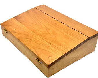 Cherry Wood Lap Desk, Wood Writing Desk, Wooden Writing Slope, 5th Anniversary Gift, Large Cherry Stationary Box, Large Writing Box