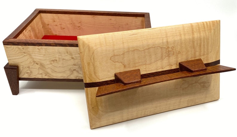 Wooden Keepsake Box Birdseye Maple Pagoda Box Small Wood Jewelry Box Office and Desk Storage Box 5th Anniversary Gift for Her
