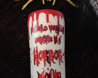 Horror Movie Tumbler, Glitter Blood Drip Cup