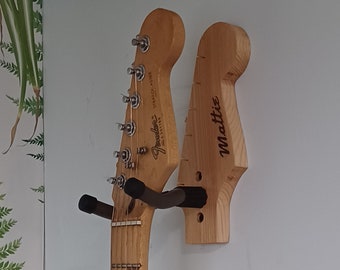 Personalised Guitar Wall Hanger in the style of a Fender Stratocaster headstock.